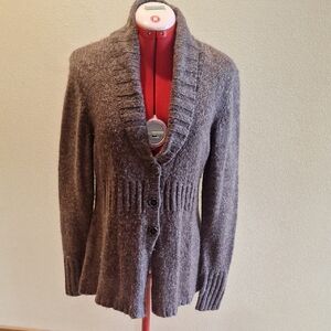 Daisy Fuentes Brown Shawl Collar Button Cardigan Size L